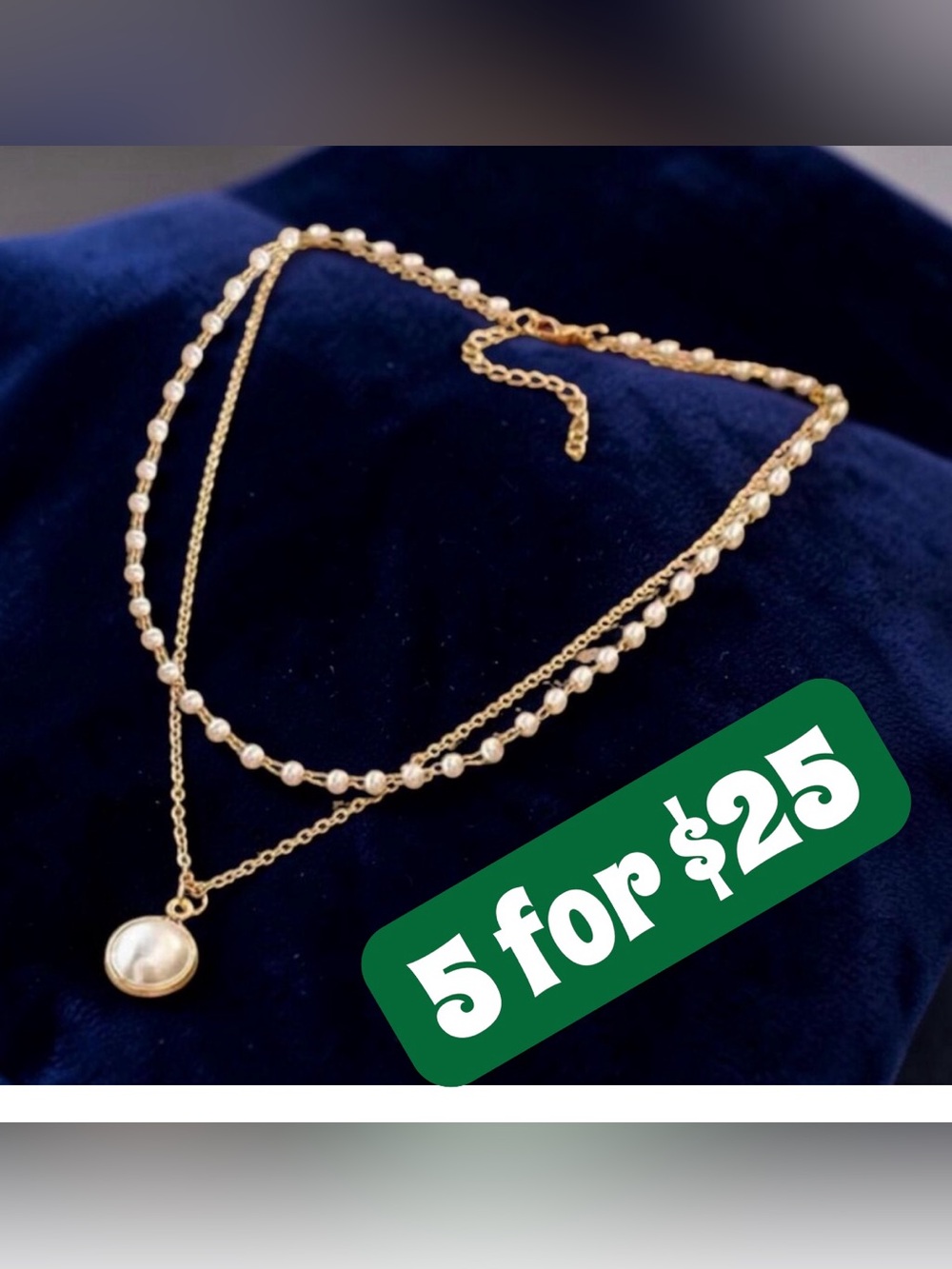 *5 ITEMS FOR $25* Lightweight Faux Pearl Dual Layer Necklace
